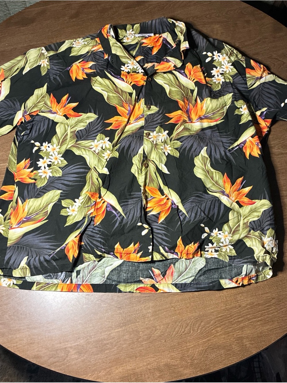 Pacific Legend Men's Hawaiian Shirt Black Floral 4XL Button Up Short Sleeve